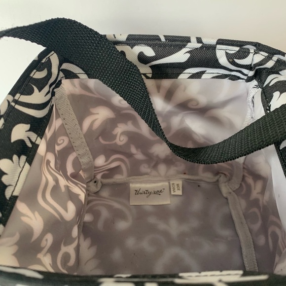 Thirty-One Black and White Patterned Small Tote Bag 7 1/2” x 7 1/2” - Picture 6 of 8